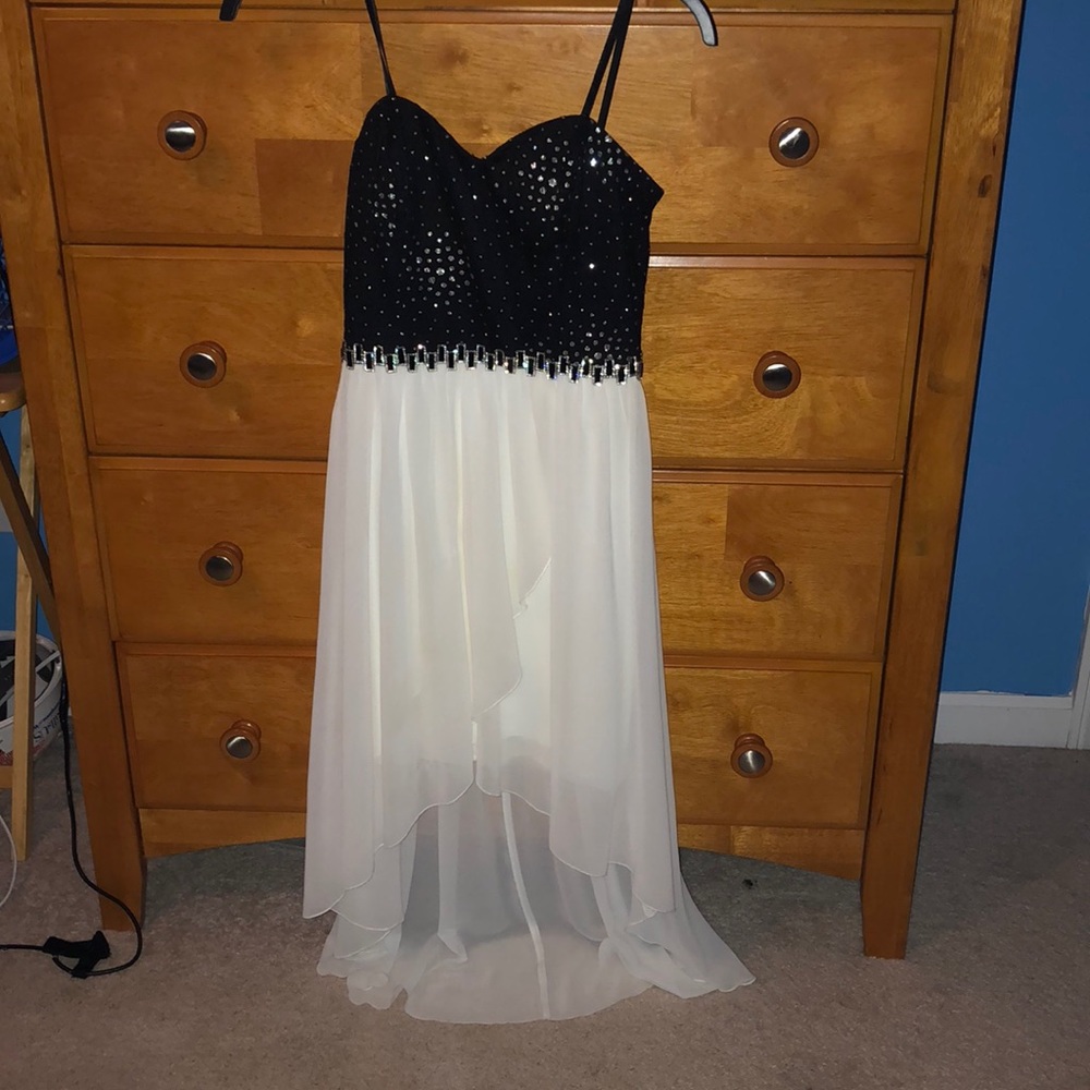 A white and black formal dress